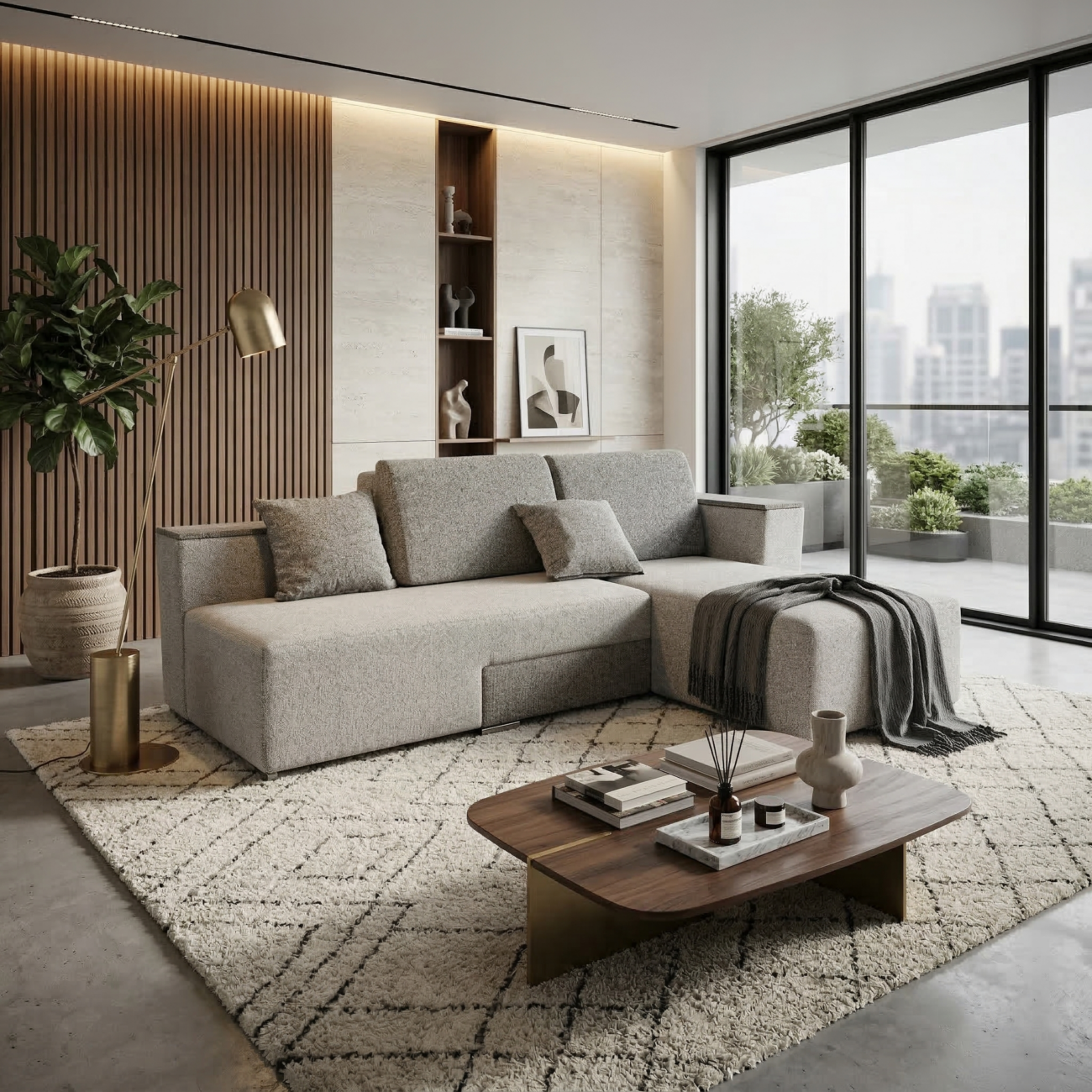 narożnik Dallas rozkładany z funkcją spania nowoczesny szary